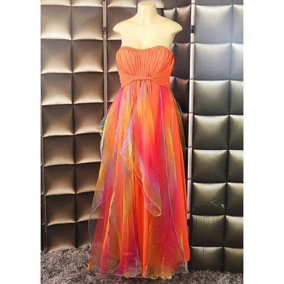 Orange fairy formal prom dress - Picture 3 of 9